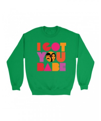 Sonny & Cher Bright Colored Sweatshirt | I Got You Babe Bright Logo Image Sweatshirt $7.59 Sweatshirts