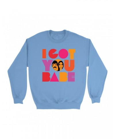 Sonny & Cher Bright Colored Sweatshirt | I Got You Babe Bright Logo Image Sweatshirt $7.59 Sweatshirts