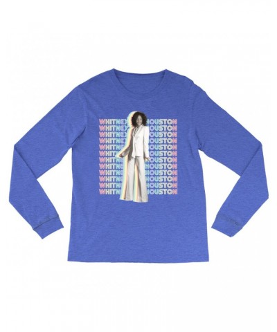 Whitney Houston Heather Long Sleeve Shirt | Nothing But Love Pastel Rainbow Album Photo Image Shirt $10.25 Shirts