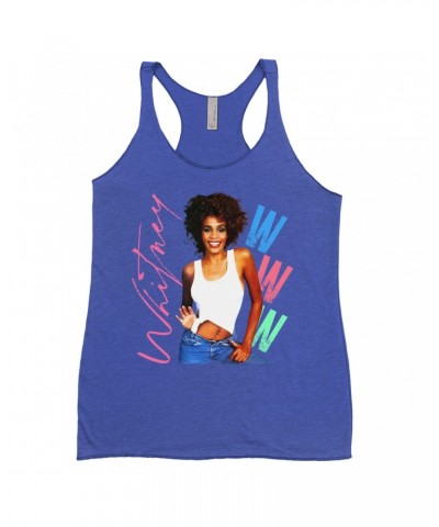 Whitney Houston Bold Colored Racerback Tank | Whitney Pastel W Design Shirt $10.99 Shirts