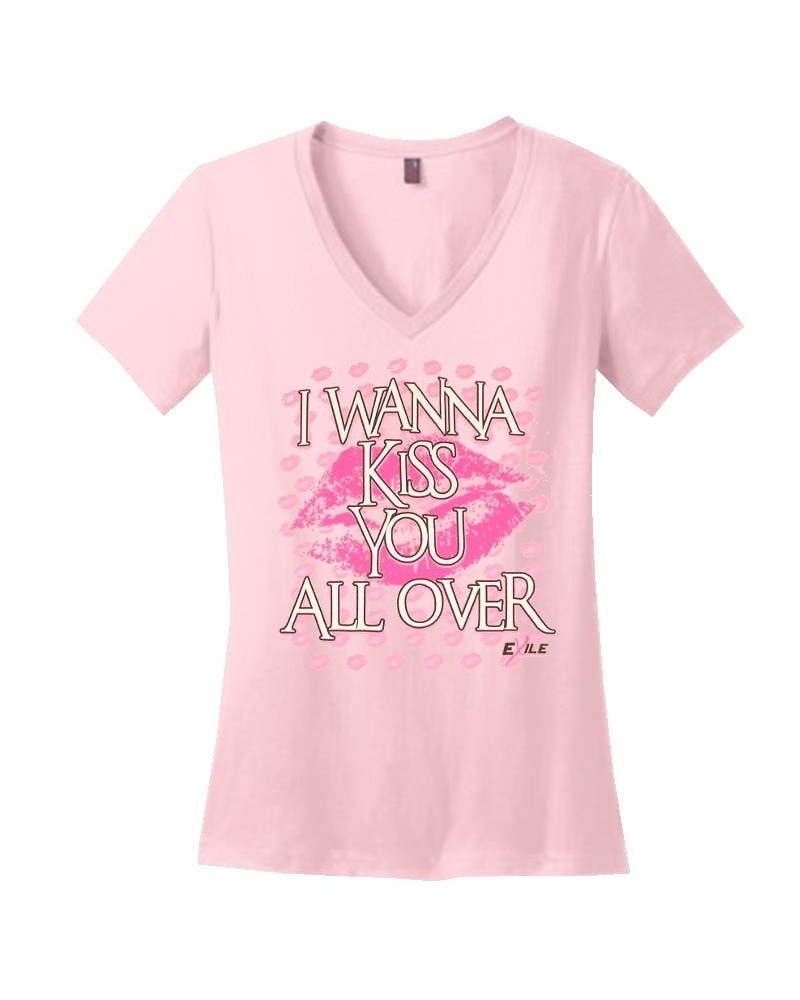 EXILE Kiss You All Over Pink V Neck Tee $8.82 Shirts