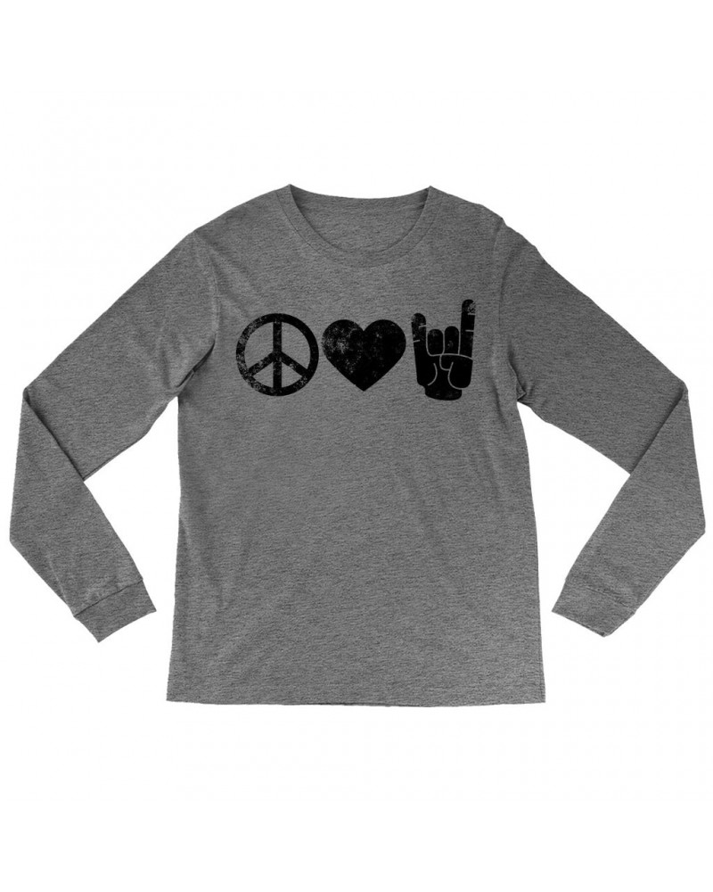 Music Life Heather Long Sleeve Shirt | Peace Love Rock n' Roll Shirt $7.21 Shirts