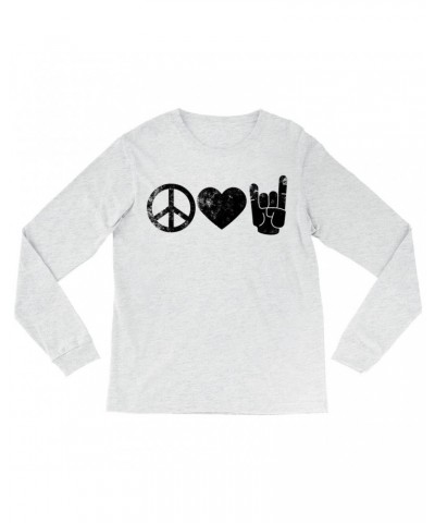 Music Life Heather Long Sleeve Shirt | Peace Love Rock n' Roll Shirt $7.21 Shirts