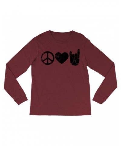 Music Life Heather Long Sleeve Shirt | Peace Love Rock n' Roll Shirt $7.21 Shirts