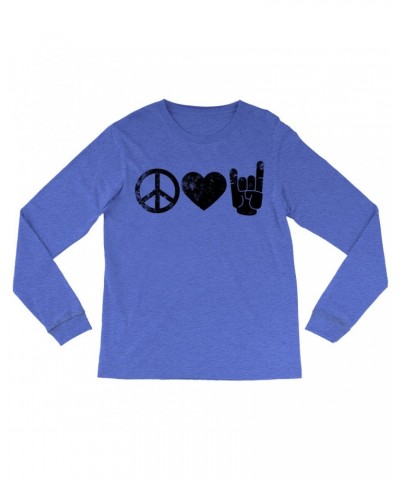 Music Life Heather Long Sleeve Shirt | Peace Love Rock n' Roll Shirt $7.21 Shirts