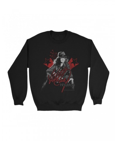 Whitney Houston Sweatshirt | Red Star Design Distressed Sweatshirt $7.78 Sweatshirts