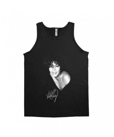 Whitney Houston Unisex Tank Top | White Whitney Photo And Signature Shirt $10.24 Shirts