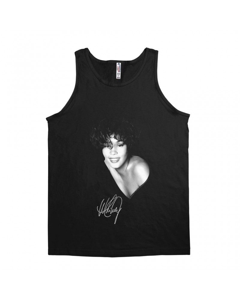 Whitney Houston Unisex Tank Top | White Whitney Photo And Signature Shirt $10.24 Shirts