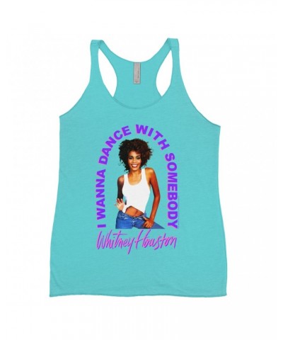 Whitney Houston Bold Colored Racerback Tank | I Wanna Dance With Somebody Neon Purple Image Shirt $8.60 Shirts