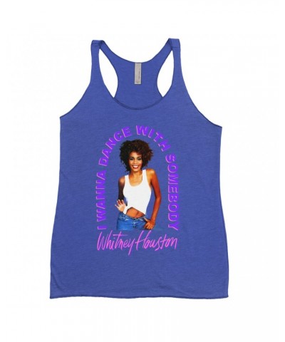 Whitney Houston Bold Colored Racerback Tank | I Wanna Dance With Somebody Neon Purple Image Shirt $8.60 Shirts