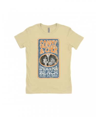 Sonny & Cher Ladies' Boyfriend T-Shirt | Indiana Beach Vertical Concert Banner Distressed Shirt $6.75 Shirts