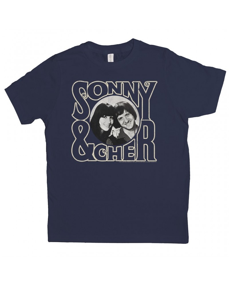 Sonny & Cher Kids T-Shirt | Retro Logo And Photo Distressed Kids Shirt $8.39 Kids