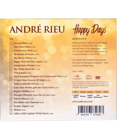 André Rieu Happy Days CD/ DVD $4.73 CD