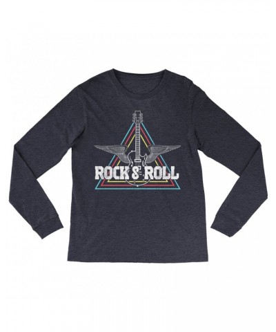 Music Life Heather Long Sleeve Shirt | Flying Guitar Rock n' Roll Shirt $1.73 Shirts