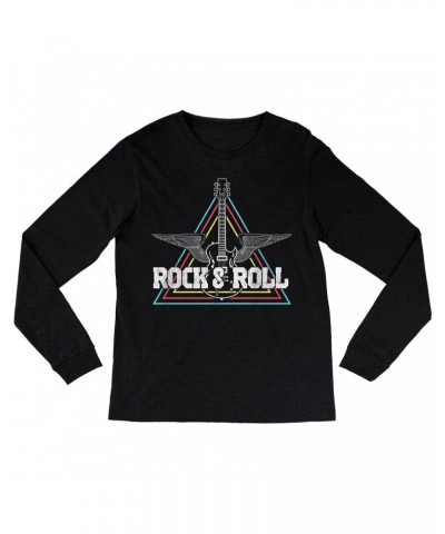 Music Life Heather Long Sleeve Shirt | Flying Guitar Rock n' Roll Shirt $1.73 Shirts