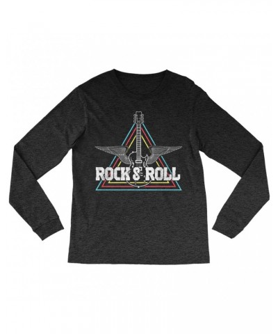 Music Life Heather Long Sleeve Shirt | Flying Guitar Rock n' Roll Shirt $1.73 Shirts