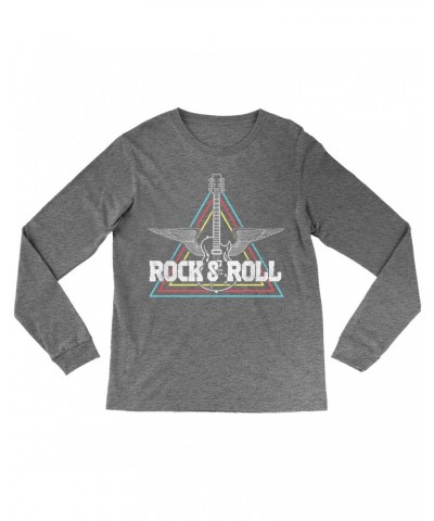 Music Life Heather Long Sleeve Shirt | Flying Guitar Rock n' Roll Shirt $1.73 Shirts