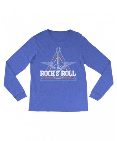 Music Life Heather Long Sleeve Shirt | Flying Guitar Rock n' Roll Shirt $1.73 Shirts